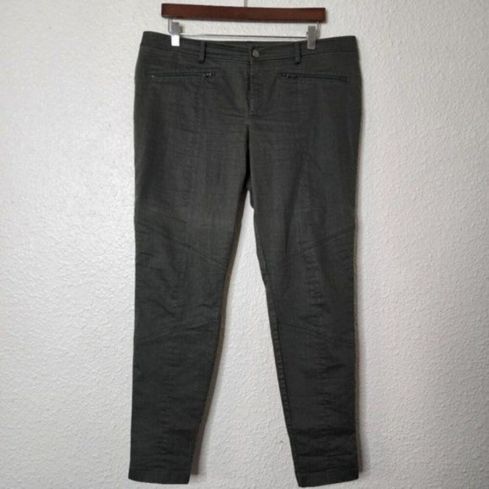 The Fisher Project Eileen Fisher Moto Zipper Ankle Zip Army Green Pants Size 14